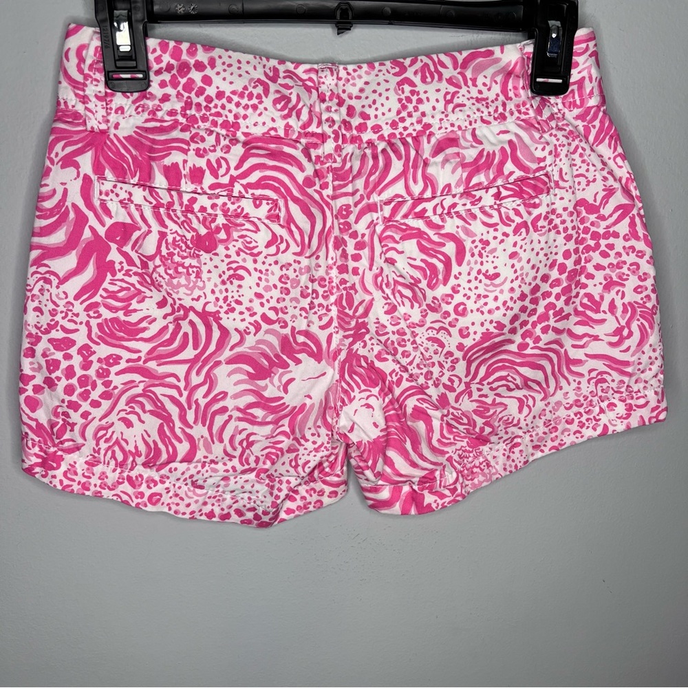 Lilly Pulitzer Callahan Shorts Pink Lion Get Spotted Print Low‎ Rise J12 - Picture 4 of 5